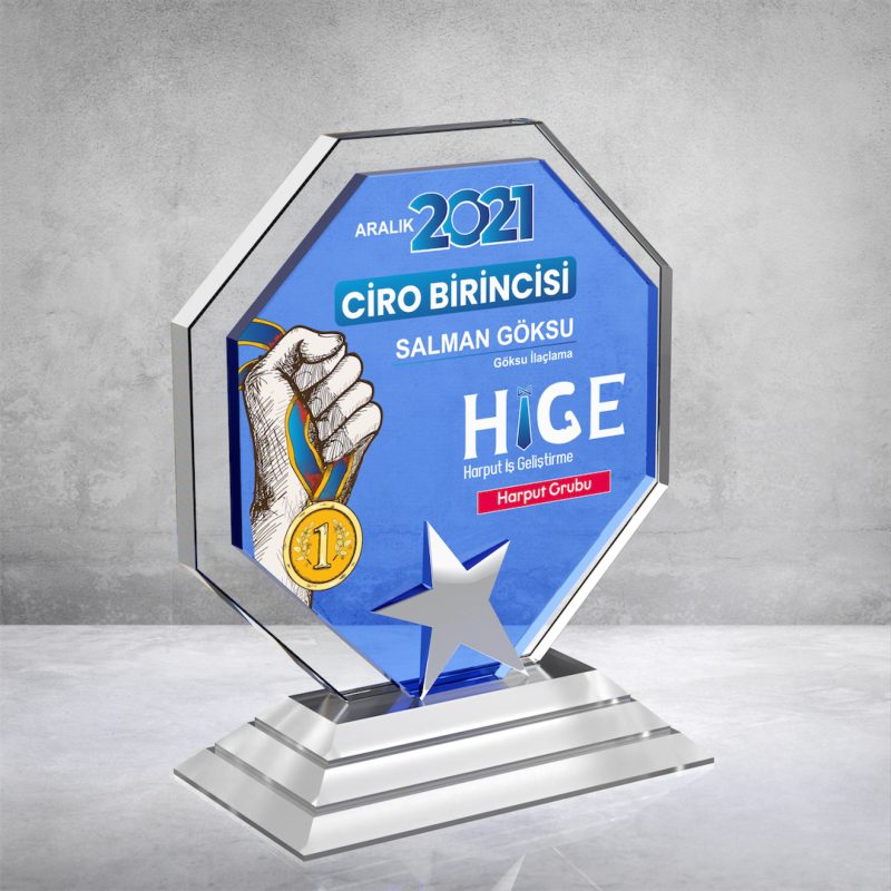 Mavi Cam Premium Plaket