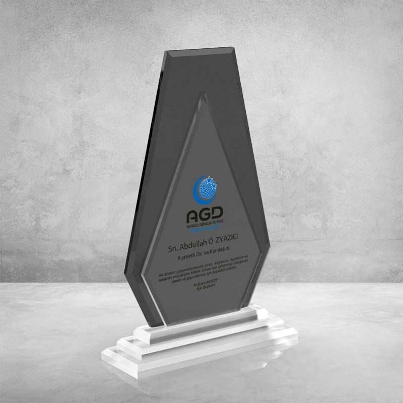 Antalya Siyah Cam Plaket