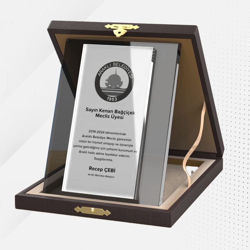 Cam Deri Kutulu Plaket