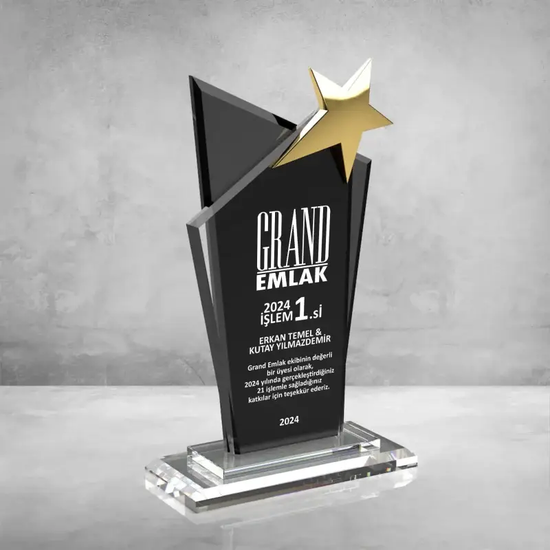 Cam Yıldızlı Kristal Plaket