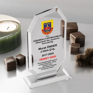 Jandarma Kristal Cam Plaket