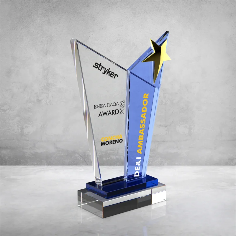 Mavi Camlı Yıldızlı Plaket