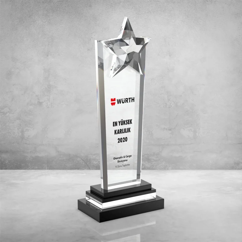 Yıldızlı Vip Kristal Plaket