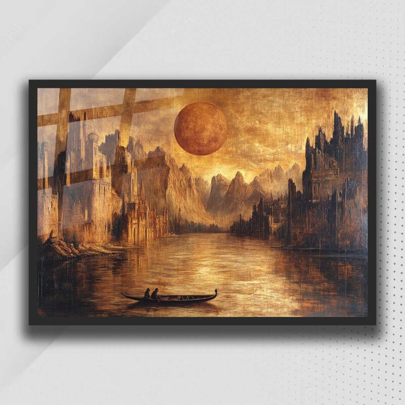 Tekne Doğa Cam Tablo Çerçeveli